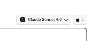 Claude model picker and Skills puzzle icon in the Chat composer
