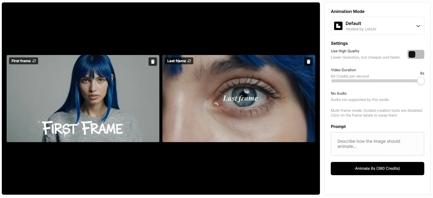 How to use First Frame, Last Frame